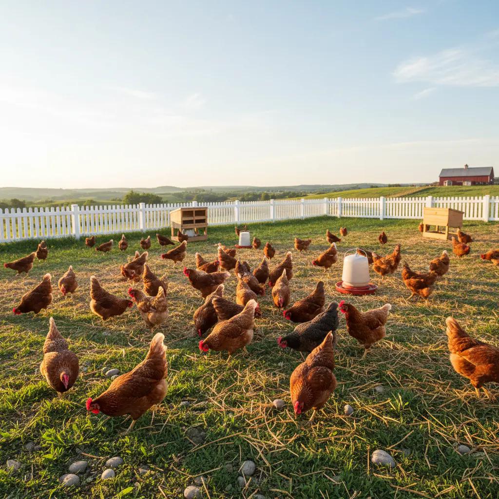 Healthy breeding flock inspecting the grounds